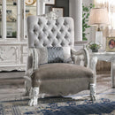 Dresden Chair w/Pillow, Faux Leather & Bone White Finish Acme