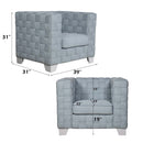 Saree Chair, Light Teal Chenille & White Finish Acme