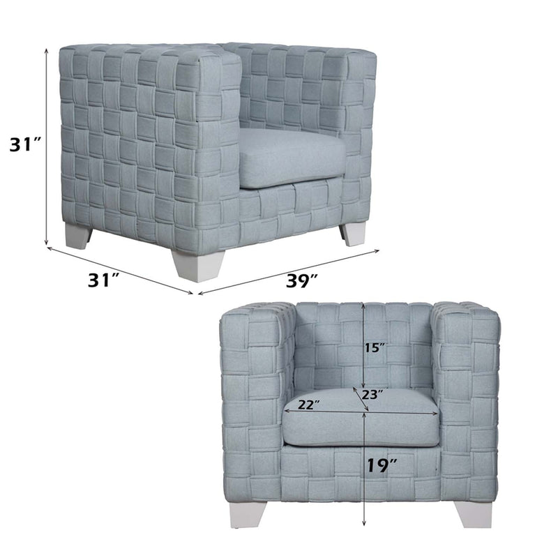 Saree Chair, Light Teal Chenille & White Finish Acme