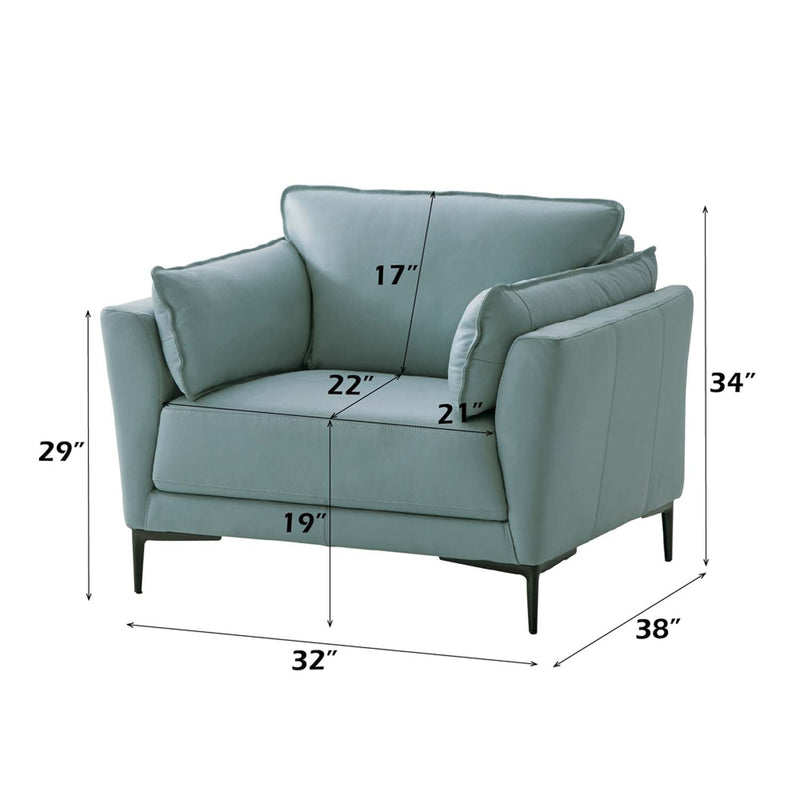 Mesut Chair, Sage Green Top Grain Leather & Black Finish Acme