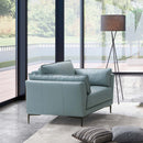 Mesut Chair, Sage Green Top Grain Leather & Black Finish Acme