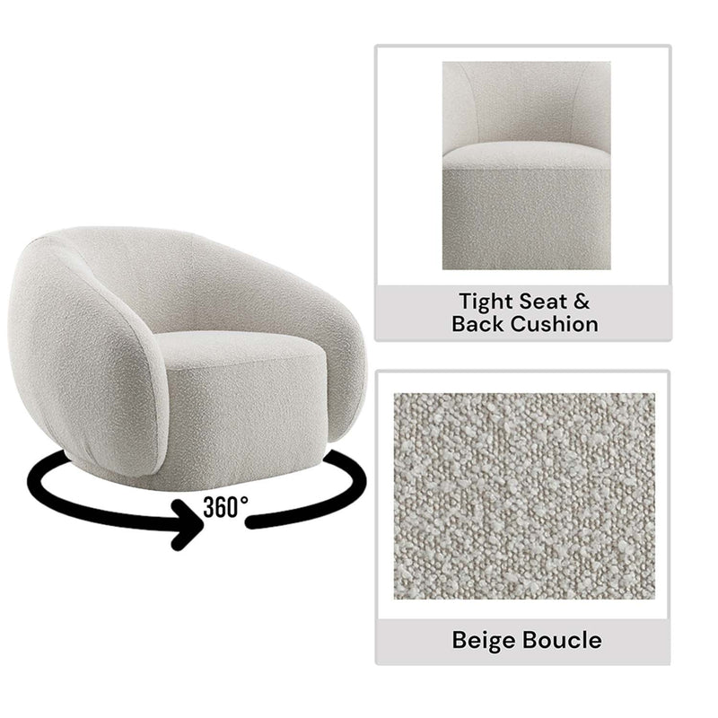Isabel Chair w/Swivel, Beige Boucle Acme