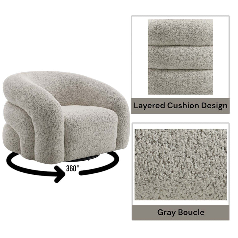 Irma Chair w/Swivel, Gray Boucle Acme
