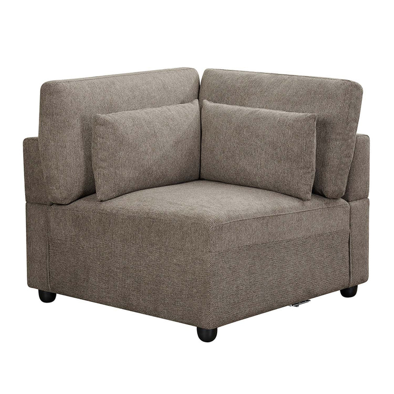 Rylie Modular - Wedge w/3 Pillows, Brown Linen Acme