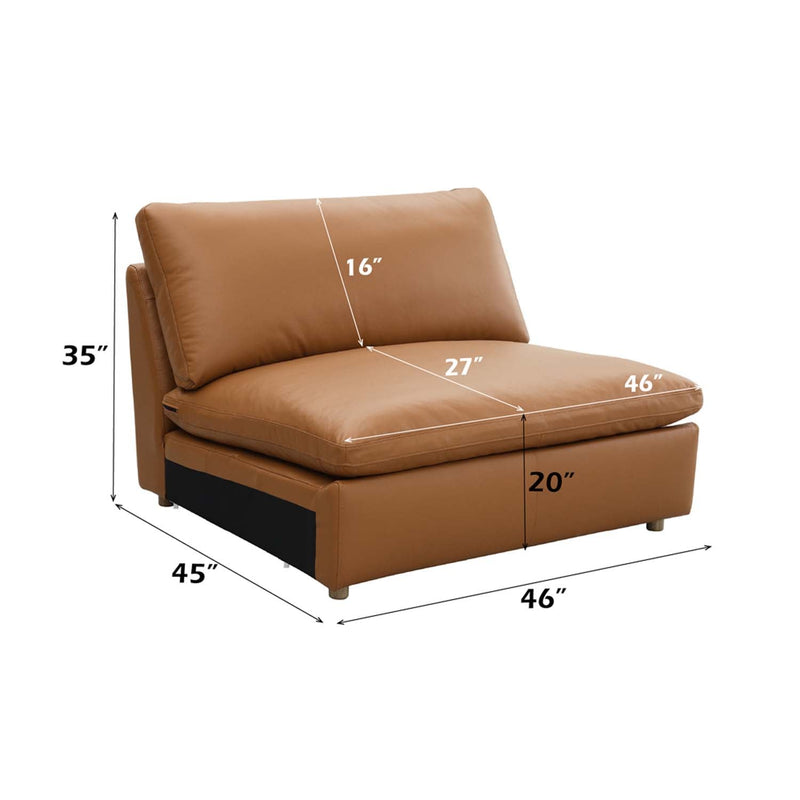 Brighton Modular Armless Chair, Brown Top Grain Leather Acme