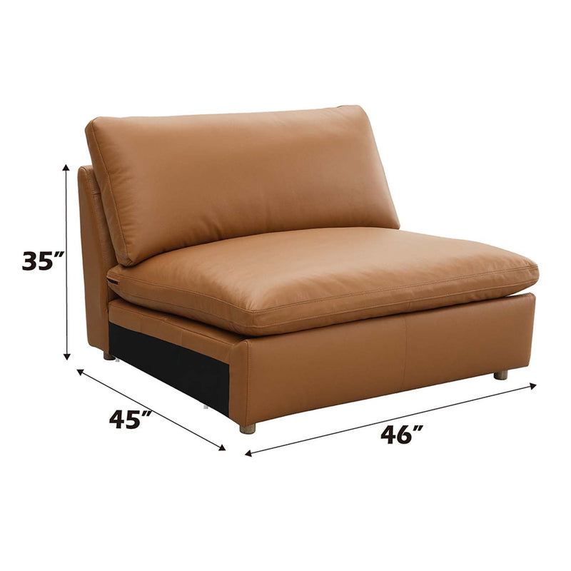 Brighton Modular Armless Chair, Brown Top Grain Leather Acme