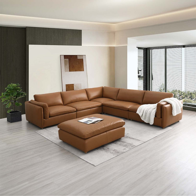 Brighton Modular Armless Chair, Brown Top Grain Leather Acme
