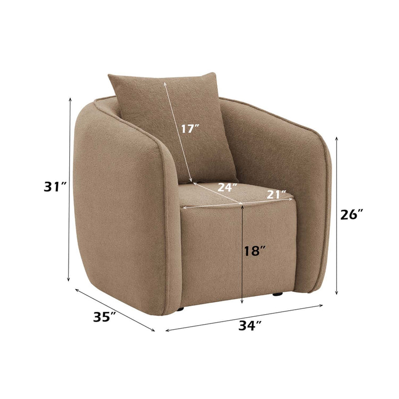 Keith Chair w/Pillow, Brown Chenille Acme