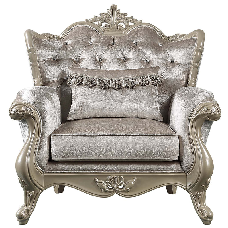 Libertee Chair w/Pillow, Beige Fabric & Champagne Finish Acme