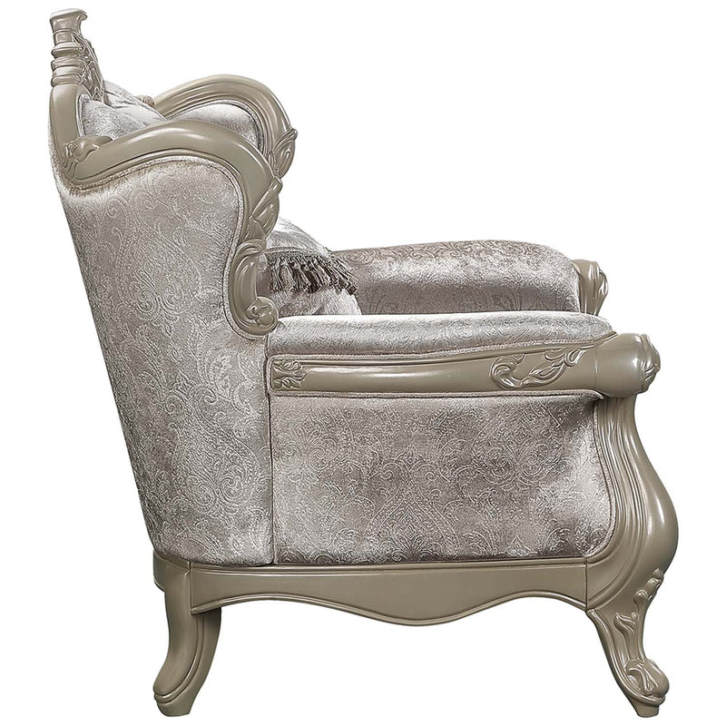 Libertee Chair w/Pillow, Beige Fabric & Champagne Finish Acme