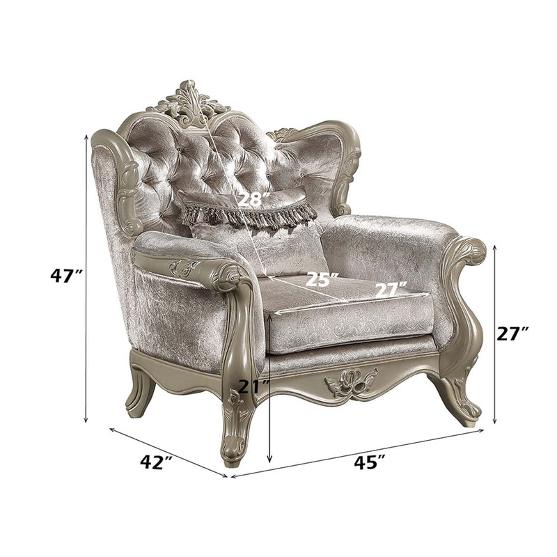 Libertee Chair w/Pillow, Beige Fabric & Champagne Finish Acme