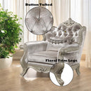 Libertee Chair w/Pillow, Beige Fabric & Champagne Finish Acme
