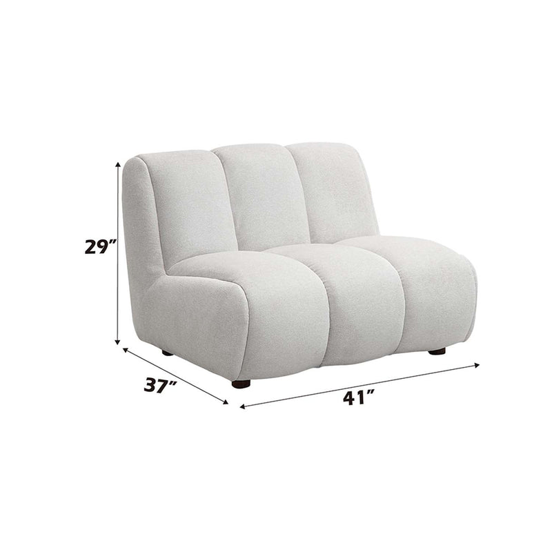 Manilla Armless Chair, Ivory White Linen Acme