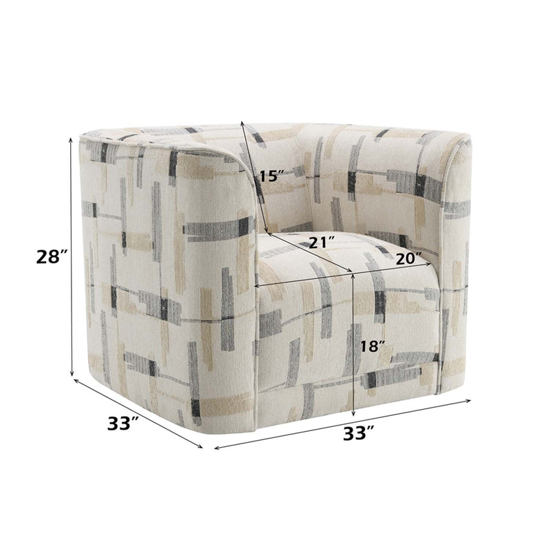 Darya Chair w/Swivel, Beige Pattern Fabric Acme