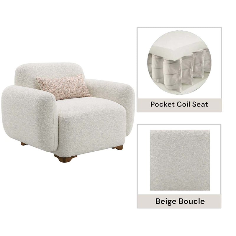 Darius Chair w/Pillow, Beige Boucle Acme