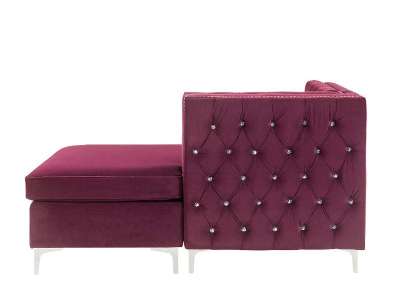 Jaszira Modular - Chaise, Burgundy Velvet Acme