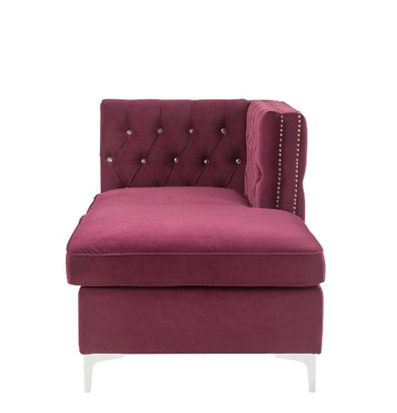 Jaszira Modular - Chaise, Burgundy Velvet Acme
