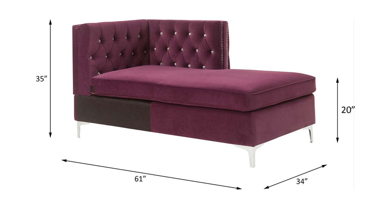 Jaszira Modular - Chaise, Burgundy Velvet Acme
