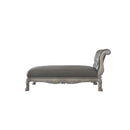 Dresden Chaise w/Pillow, Namibia Faux Leather & Vintage Bone White Finish Acme
