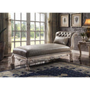 Dresden Chaise w/Pillow, Namibia Faux Leather & Vintage Bone White Finish Acme