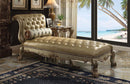 Dresden Chaise w/Pillow, Bone Faux Leather & Gold Patina Finish Acme