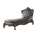 Versailles Chaise Lounge, Silver Faux Leather & Antique Platinum Finish Acme