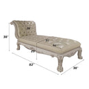 Dresden Chaise w/Pillow, Faux Leather & Bone White Finish Acme
