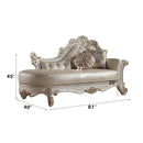 Vendome Chaise w/2 Pillows, Faux Leather & Antique Pearl Finish Acme