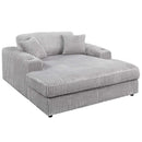 Hilde Chaise w/2 Pillows, Light Gray Corduroy Acme