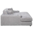 Hilde Chaise w/2 Pillows, Light Gray Corduroy Acme