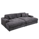 Hilde Chaise w/2 Pillows, Dark Gray Corduroy Acme