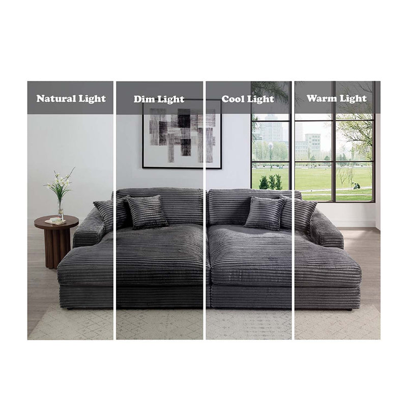 Hilde Chaise w/2 Pillows, Dark Gray Corduroy Acme