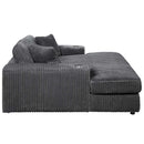 Hilde Chaise w/2 Pillows, Dark Gray Corduroy Acme