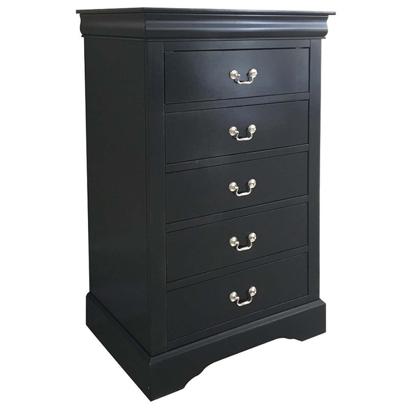 Louis Philippe III 5 Storage Drawers Chest, Black Finish Acme
