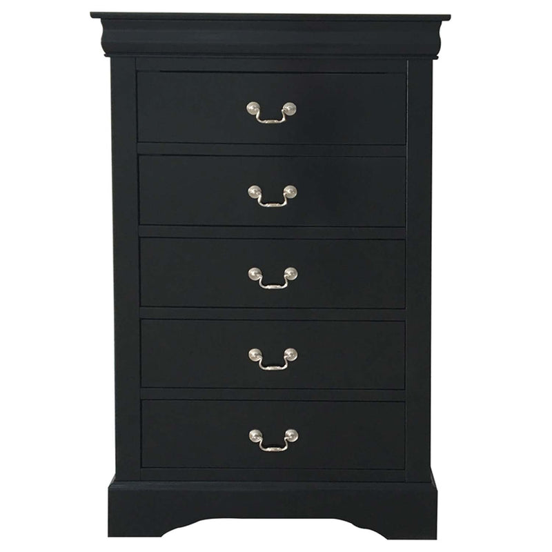 Louis Philippe III 5 Storage Drawers Chest, Black Finish Acme