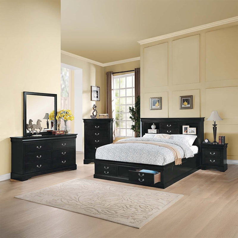 Louis Philippe III 5 Storage Drawers Chest, Black Finish Acme