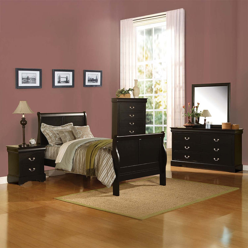 Louis Philippe III 5 Storage Drawers Chest, Black Finish Acme