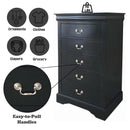 Louis Philippe III 5 Storage Drawers Chest, Black Finish Acme