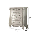 Versailles 5 Storage Drawers Chest, Bone White Finish Acme