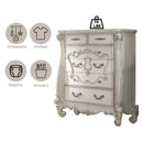 Versailles 5 Storage Drawers Chest, Bone White Finish Acme