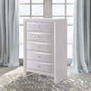 Ireland 5 Storage Drawers Chest, White Finish Acme