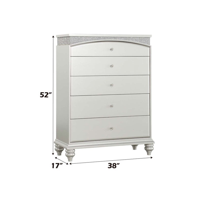 Maverick 5 Storage Drawers Chest, Platinum Finish Acme