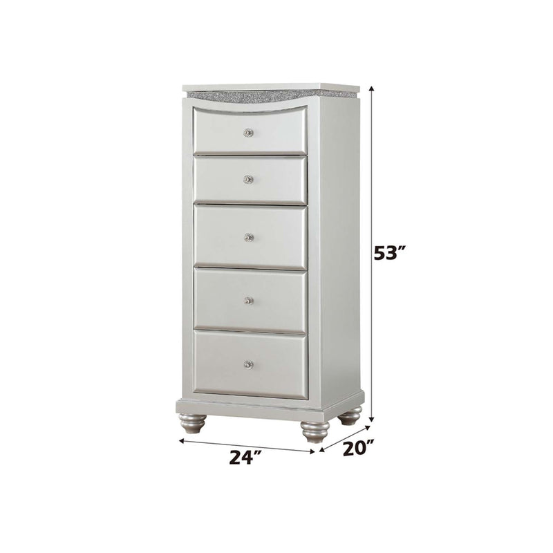 Maverick Lingerie 5 Storage Drawers Chest, Platinum Finish Acme