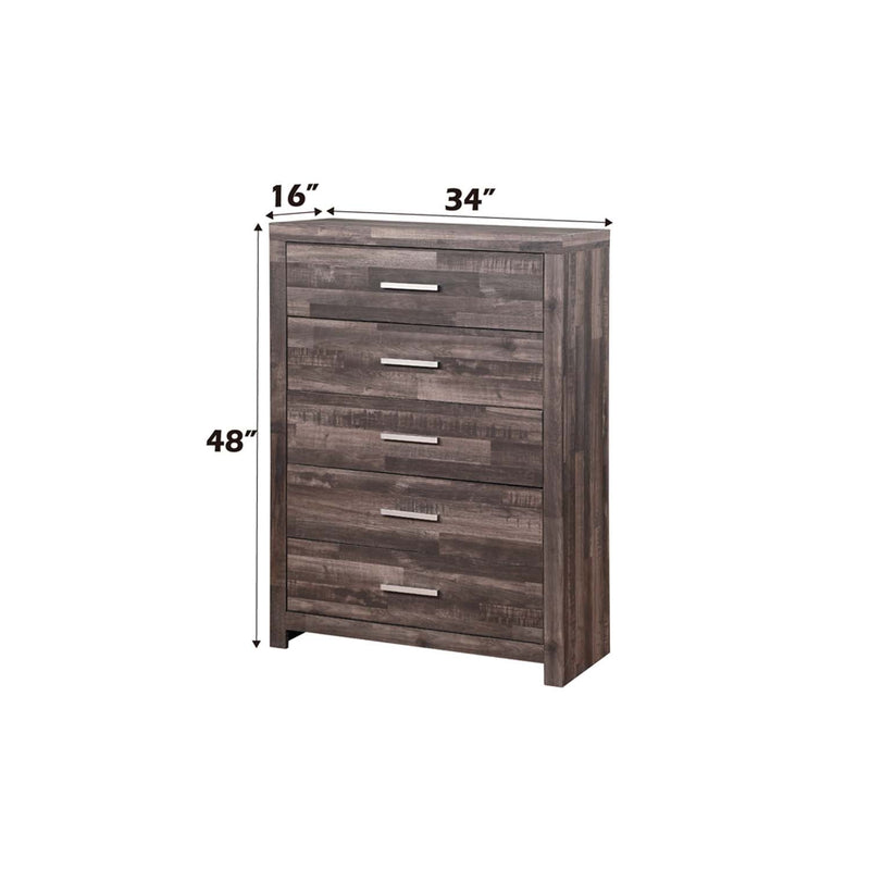Juniper 5 Storage Drawers Chest, Dark Oak Finish Acme