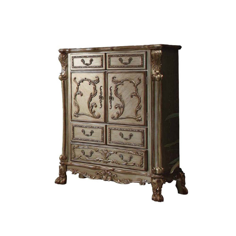 Dresden 5 Storage Drawers Chest, Gold Patina & Bone Finish Acme