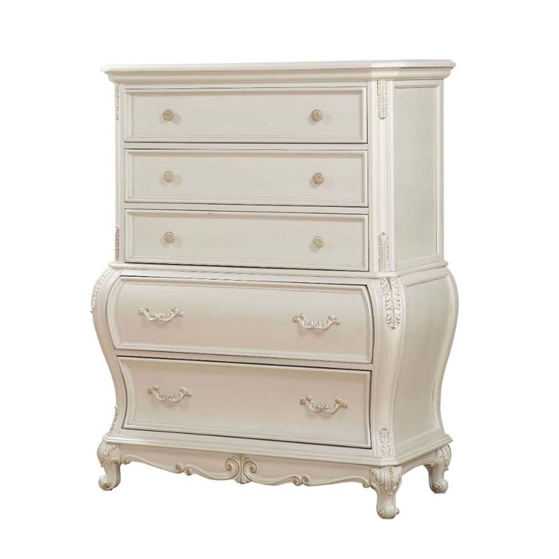 Chantelle 5 Storage Drawers Chest, Pearl White Finish Acme