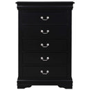 Louis Philippe 5 Storage Drawers Chest, Black Finish Acme