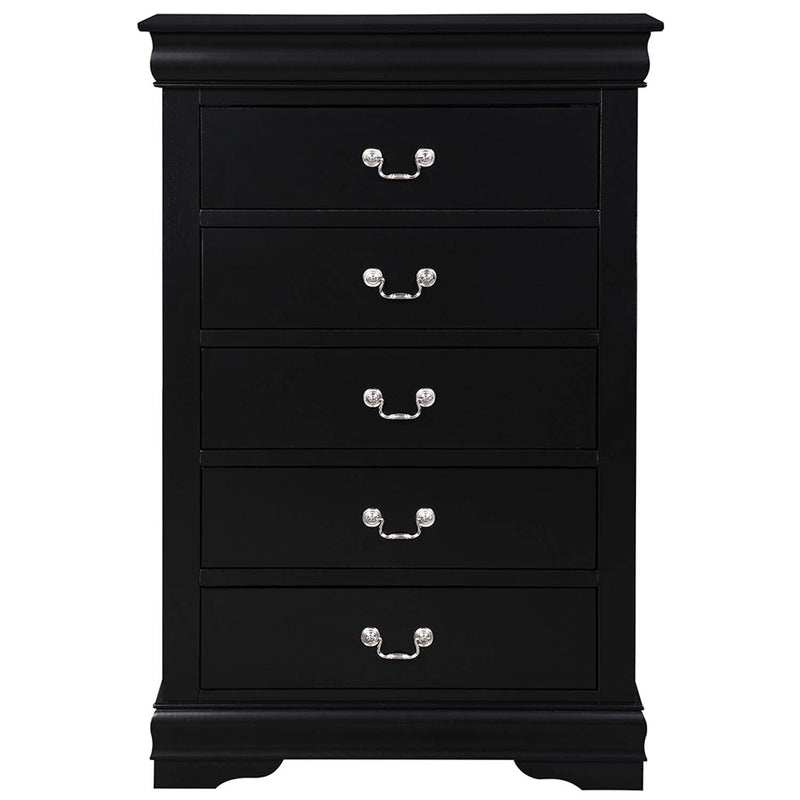 Louis Philippe 5 Storage Drawers Chest, Black Finish Acme