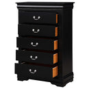 Louis Philippe 5 Storage Drawers Chest, Black Finish Acme
