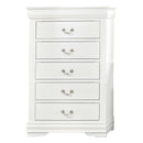 Louis Philippe 5 Storage Drawers Chest, White Finish Acme